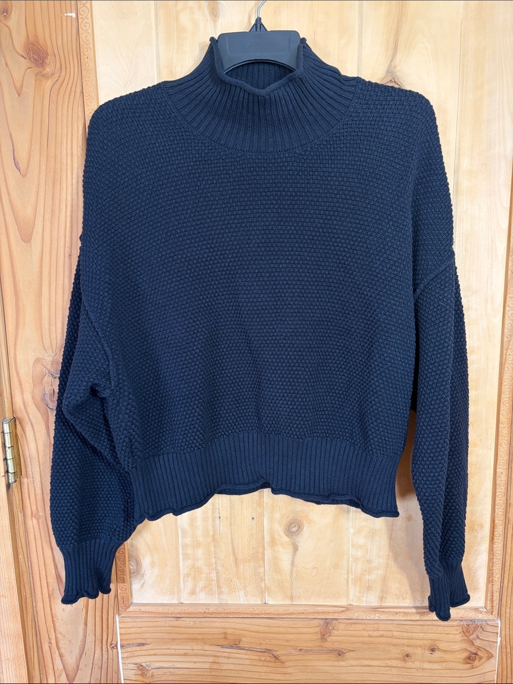 Free People Beach Dark Navy Blue Textured Turtleneck Sweater